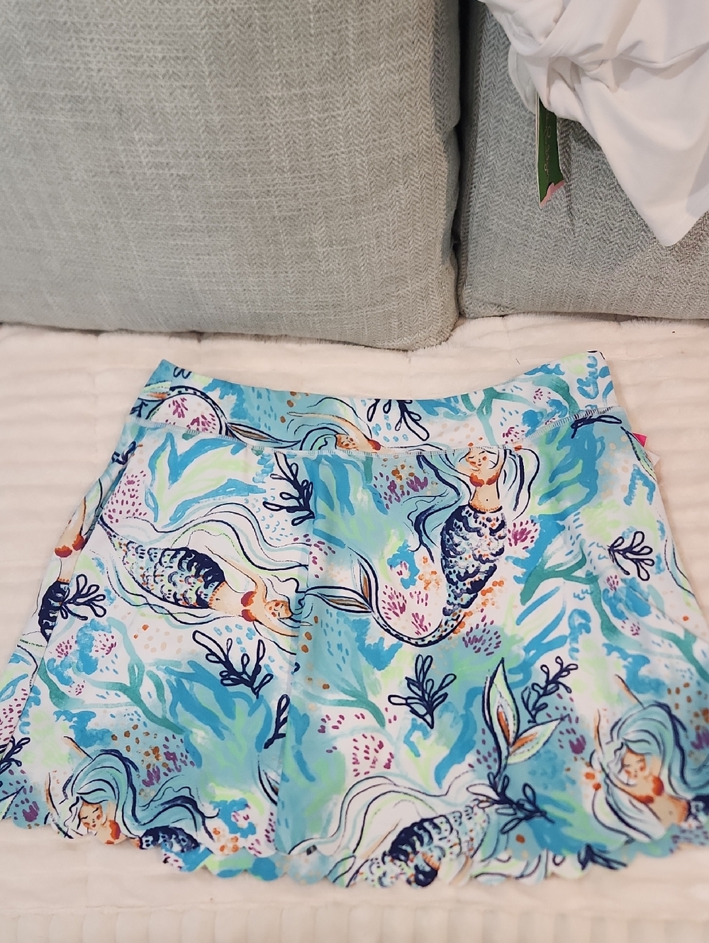 Aryeh Multicolor Watercolor Swim Skirt - Blue, Aqua & Lime